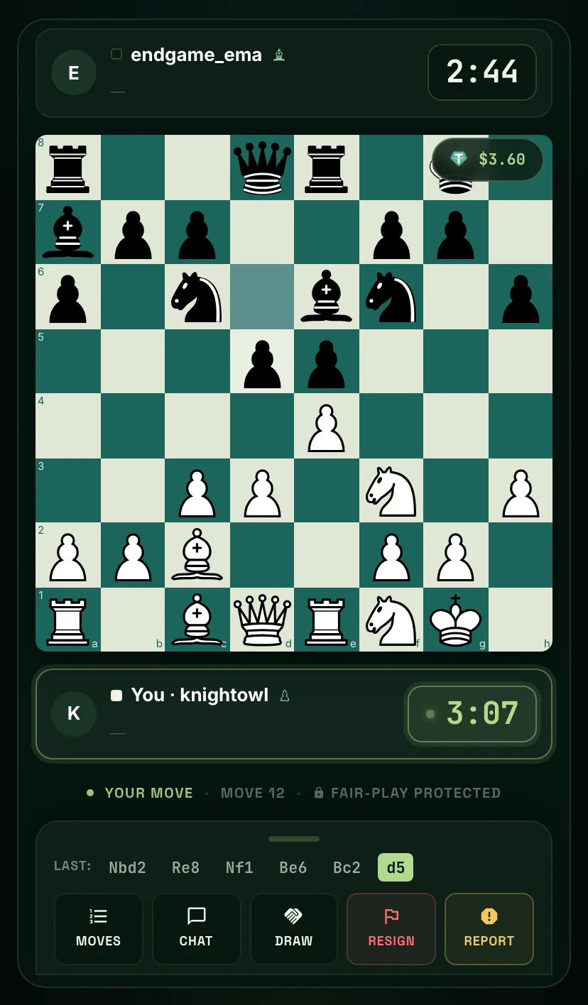 A ChessBit game in progress on a phone